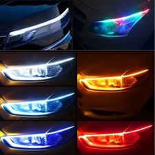 RGB 60CM LED DRL Light Car Headlight Strip Light Turn Signal Remote Control Pair