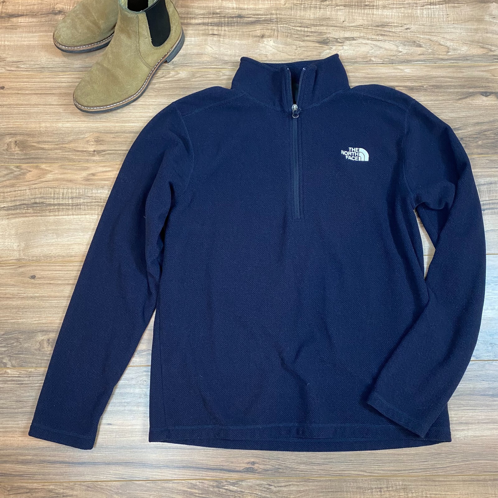 North Face Quarter Zip Fleece Pullover Men's Large Navy Blue eBay