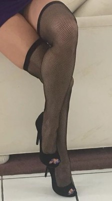fishnets with open toe heels
