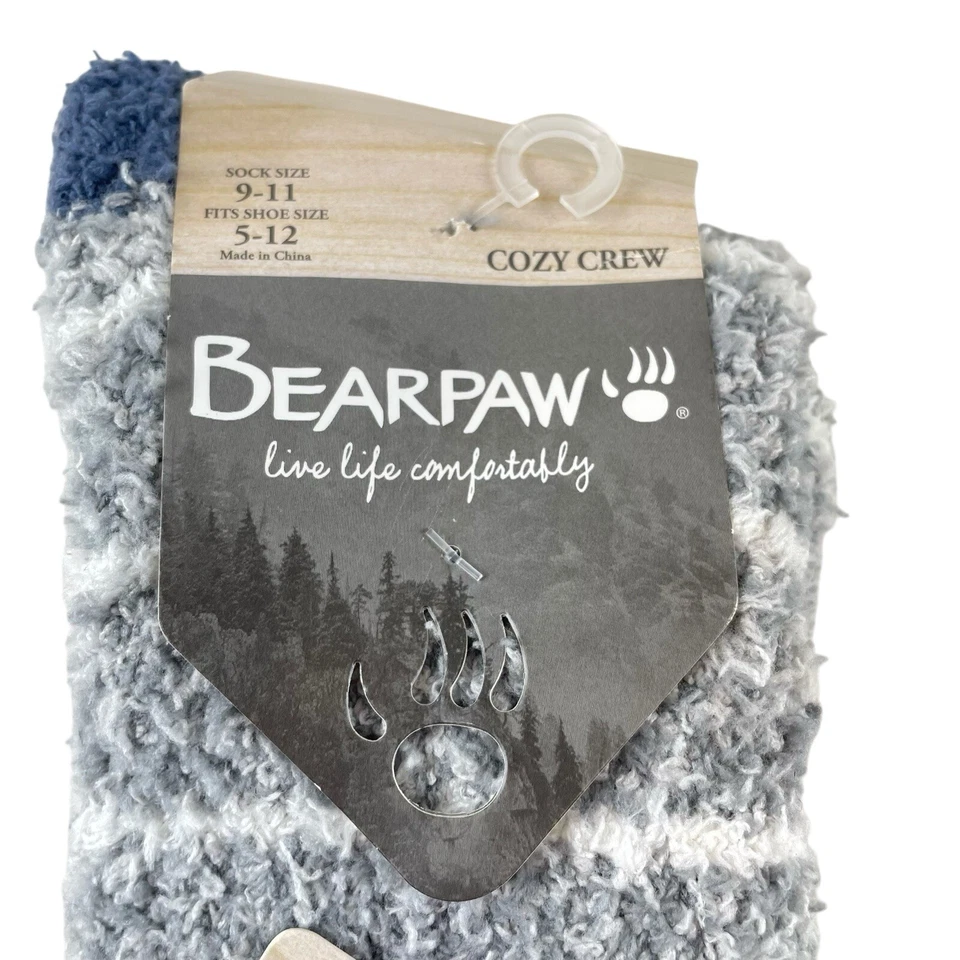 Nuevo con etiquetas Calcetines Bearpaw Mujer 9-11 Azul Gris Rayas/Lunares Suave Acogedor Crew 2 Pares Foto 3 de 4