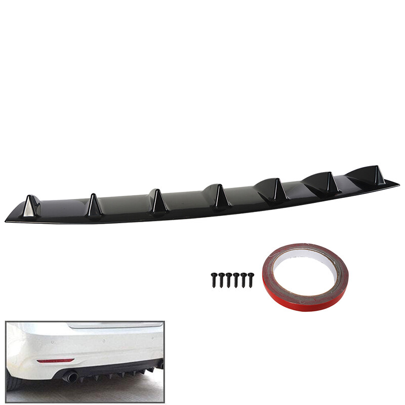 Universal Rear Lower Bumper Diffuser Lip - Carbon Style Shark Fin Design (34x6 Inches)