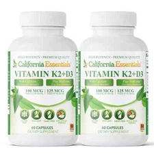 Vitamin K2 + D3 with BioPerine and Calcium for Maximum Absorption (120 Capsules)