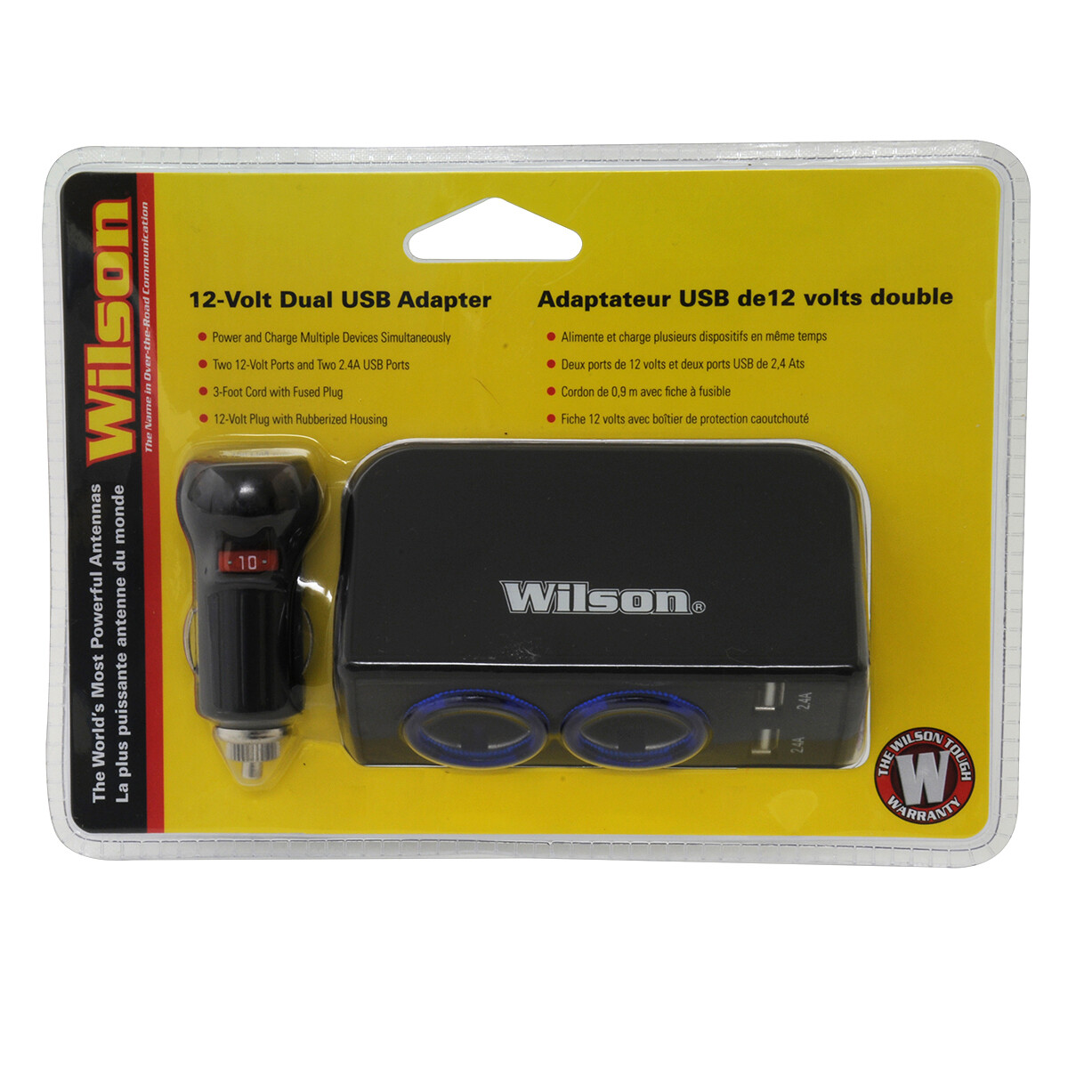 Wilson 3052224USBBL 12-Volt Dual USB Adapter with 3 Foot Cord