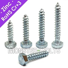 1/4" Hex Lag Bolts / Lag Screws / Coach For Wood, Zinc Plated steel Grade A