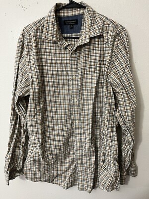 Banana Republic Men XL Button Down Shirt Soft Wash Tailored Slim Fit Plaid