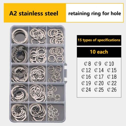 Set Circlip Circlip Esterni Set Assortimento Anello a Scatto Contenitore Clip Cerchio - Foto 11 di 17
