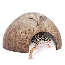 2 Pack Natural Coconut Reptile Hideouts Lizard Spider and Aquarium Fish Hide ...