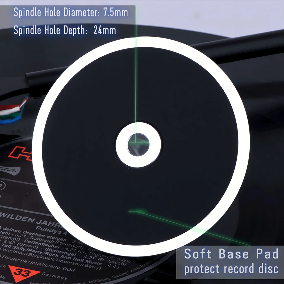 Aluminum LP Vinyl Turntable Record Weight Clamp Sliver Stabilizer+Bubble Level - image 3 of 4