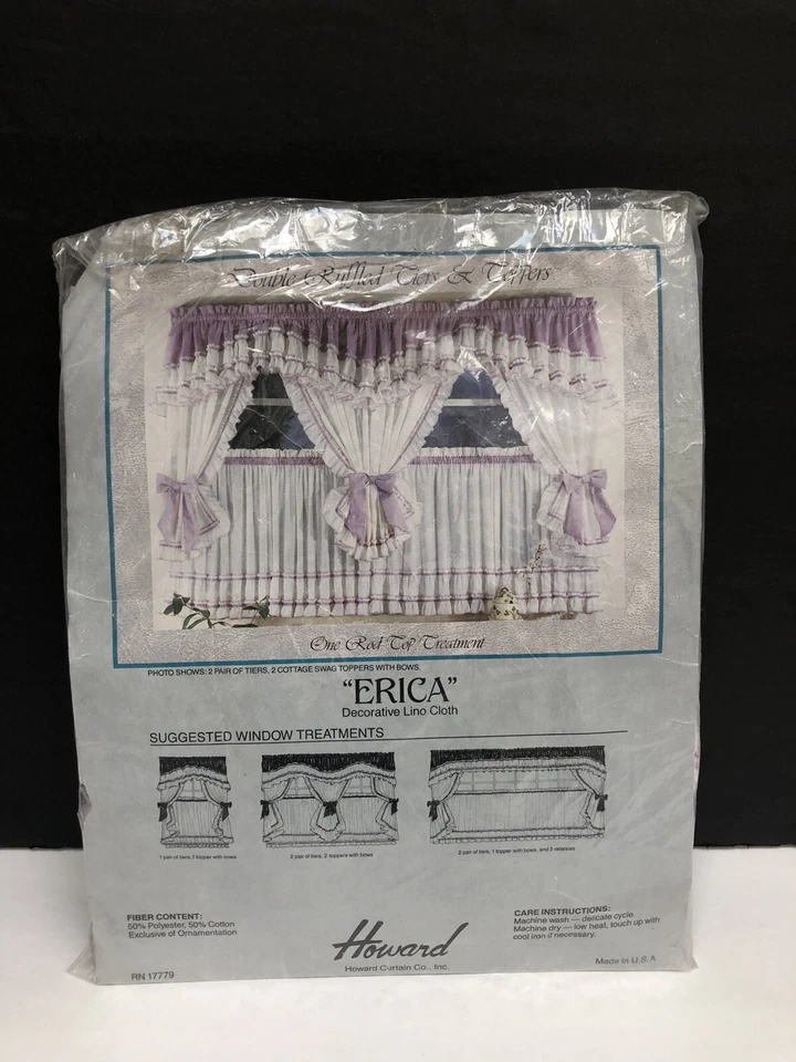 Vintage Mervyn's Insert Ruffled Valance White/Lilac 54" x 11" NWT - Image 2 of 4