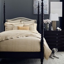 Ralph Lauren Beige Cotton Floral Embroidery Accent Trim King Duvet, Pre-own