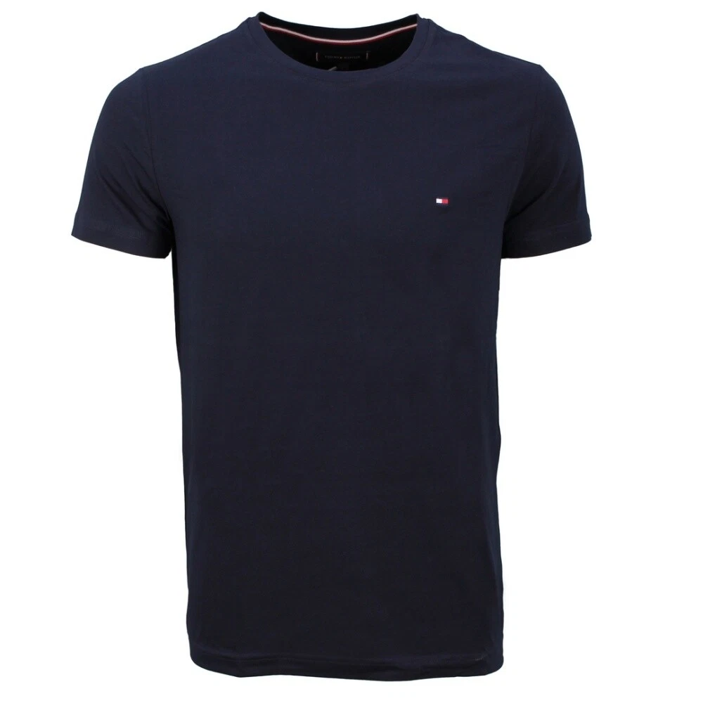 Tommy Hilfiger Men s Core Stretch Slim C Neck T Shirt Blue Plain