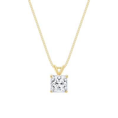 IGI E/VS 1 Kt Princess Cut Lab Created Grown Diamond Collier 18K Gelbgold
