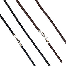 Halskette Lederkette Halsband S925 Silber Verschluss 40cm-50cm Schwarz & Brauen