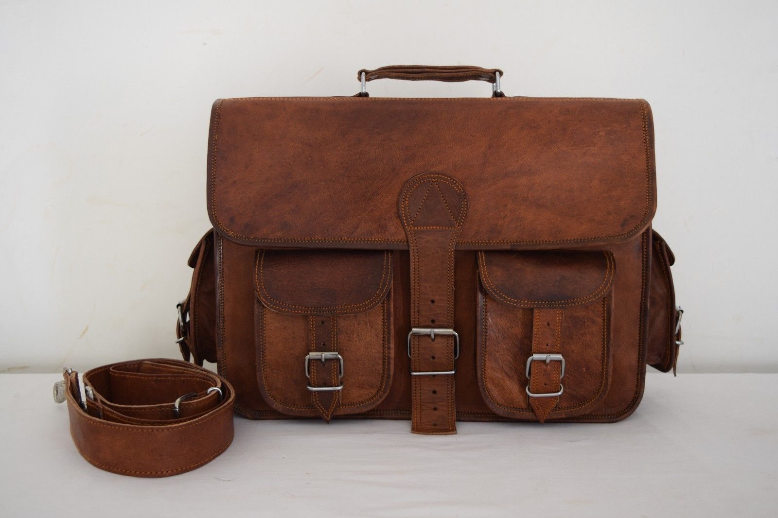 SAOLA Borsa A Tracolla Vintage Retro In Pelle Sole Tannata Per Laptop