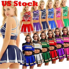 Womens Schoolgirls Musical Cheerleader Costume Uniform Cheer Cheerleading Dress
