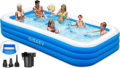 Extra Large Inflatable Pool with Seat, 130'''' X72 X22 Thickened Swimming Pools fo