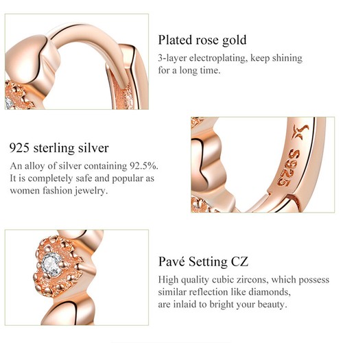 Wostu s925 Sterling Silver Fashion Rose Gold CZ Earrings Ear Buckle Women Gift - Picture 3 of 12