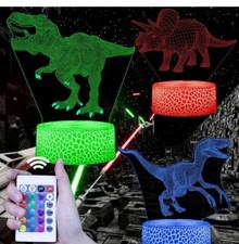 3D Dinosaur Toys Night Light for Kids, 3 Patterns and 16 Color Change Decor...