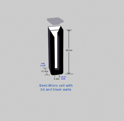 Azzota  10MM PATHLENGTH (4MM INSIDE WIDTH) SEMI-MICRO CUVETTE, 1.4ML, QUARTZ 