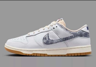 Nike Dunk Low New Americana Washed Denim White Navy Red FN6881-100 sz 9 Men's
