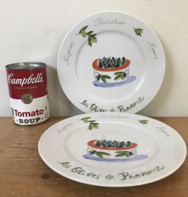 Set Pair 2 Crate Barrel Jill Butler Les Olives De Provence Porcelain Plates 7.5''