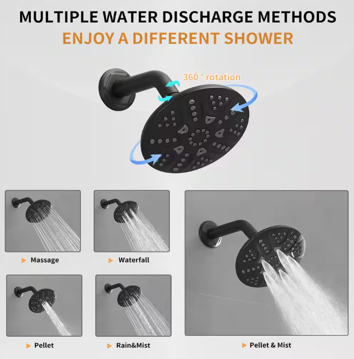 BWE Single Handle 6-Spray Shower Faucet Set with Valve Trim Kit New Quality