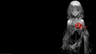 Anime girls selective coloring black background dark playmat gaming mat