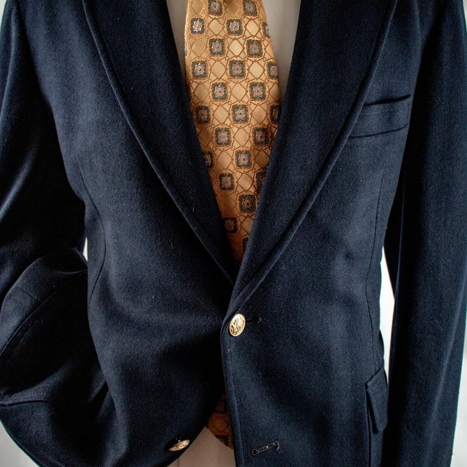 PENDLETON Retro Navy Blue Solid Wool Men Blazer Jacket Coat Size 44 R - Image 4 of 4