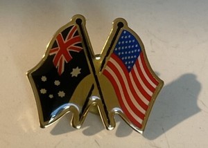 Australia Flag & United States of America USA flag Friendship Pin Badge