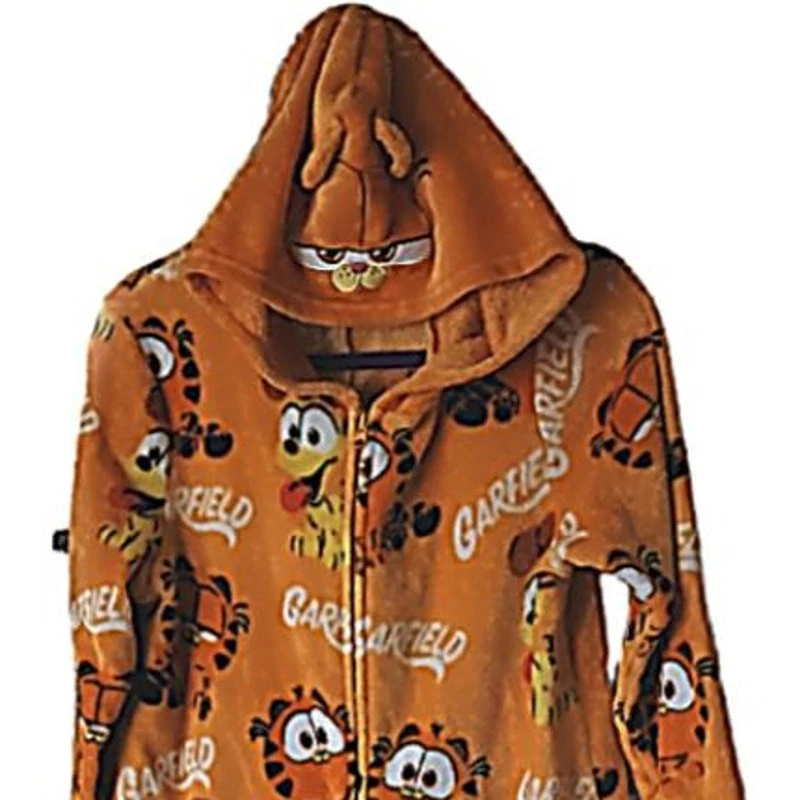 Traje suave Garfield Union sin pies pijama con capucha con cremallera de una pieza M/L Foto 2 de 3