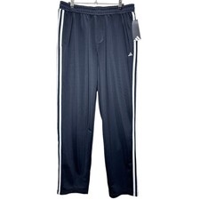 Adidas Mens French Terry Track Pants Black White Stripe Size Medium NWT