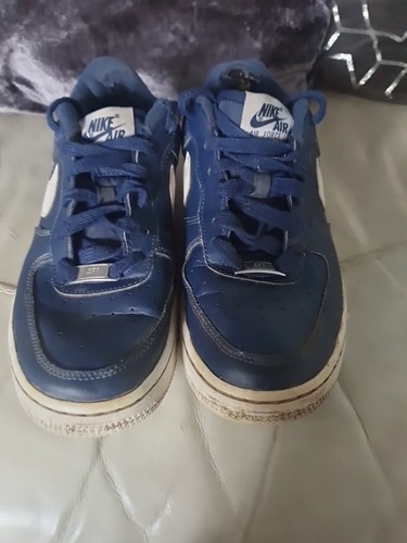 Vintage Nike Air Force 1 Low Top Men's Trainers Navy Leather Size 6 - Picture 3 of 10