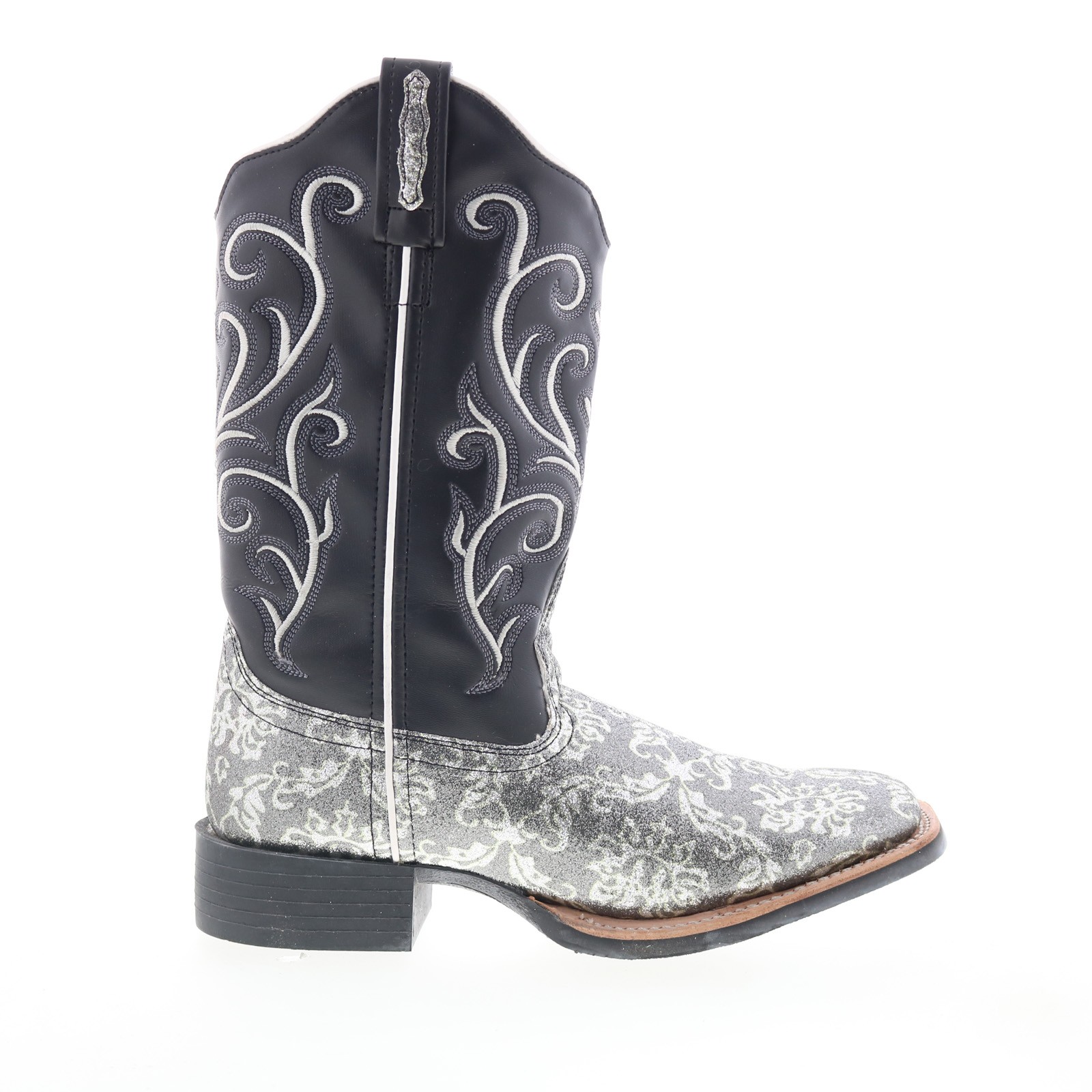 Женские сапоги Вестерн из серебристой кожи Jama Old West со средним квадратным носком 18124 7