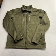 Under Armour Jacket Mens ColdGear Infrared Storm Green Full Zip Pockets Large