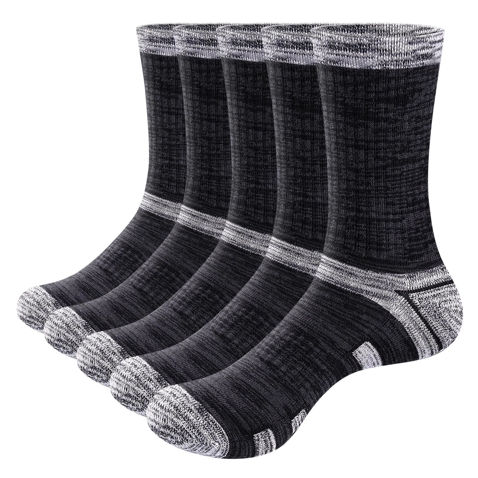 5 Pairs Mens Cushioned Hiking Socks Moisture Wicking Padded AntiOdor