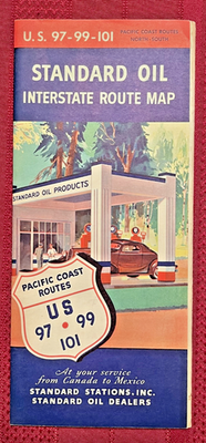 #ad #ad 1939 Standard Oil Pacific Coast Interstate Routes Map US 97 99 101 $12.00