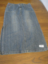Vintage Y2K Denim Maxi Skirt Juniors 13 34x36 Utility Distressed Slit Low Rise