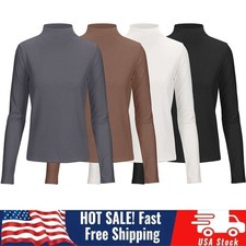 Women's Turtleneck Long Sleeve Shirts Basic Layering Soft Thermal Underwear Tops