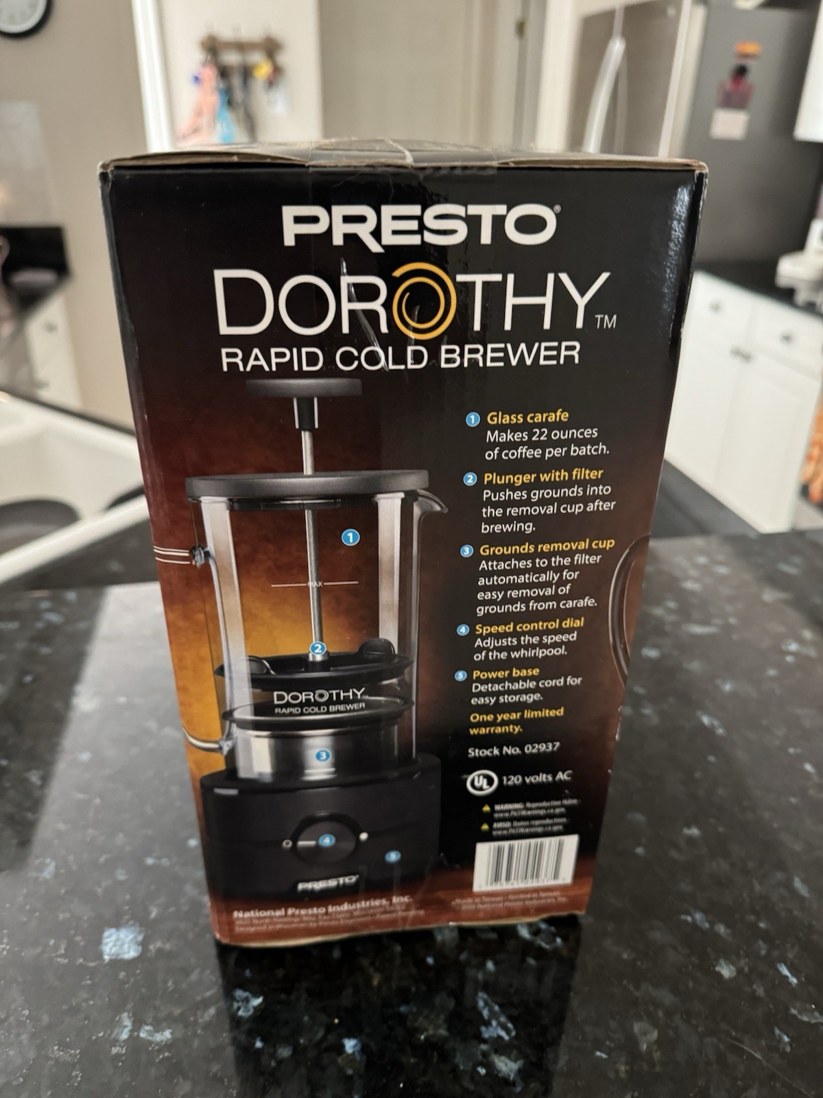 Presto Dorothy 22 Ounce Electric Rapid Cold Brewer Tornado Spin UNOPENED NEW