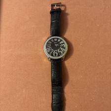 Guess G85850L Black Leather Watch Original Vintage Used Untested