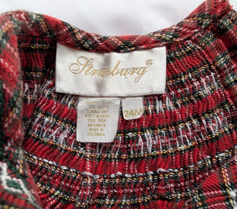 Vestido de Navidad Strasburg Calado Rojo Tartán Cuadros Bishop 24 MO Manga Larga EC Foto 4 de 4