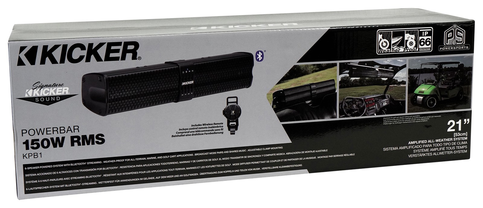 Kicker 47KPB1 KPB1 21" Bluetooth Powered ATV/UTV/RZR Soundbar Speaker System