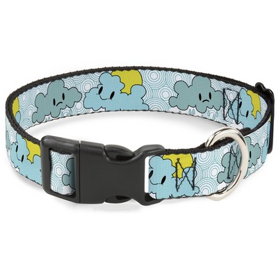 Plastic Clip Collar Cloudy Skies Rain Clouds White/Blues Medium 11-16.5''