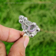 925 Silver February Birth African Amethyst Stone New Flower Promise Ring Jewelry