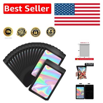 100-Pack 8×10 Inch Holographic Mylar Bags with Clear Window for Elegant Storage