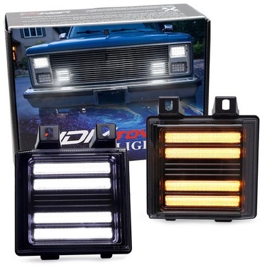 Black-Out Behind Grille White/Amber LED Signal/Driving Lights For C/K Truck/SUV