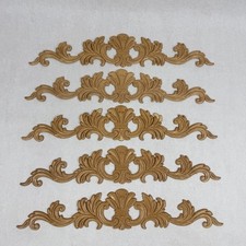 Lot of 5 Vintage Wooden Furniture Applique Onlay 18" Acanthus Leaf Scroll Carved