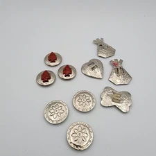 Vtg Native Southwestern Style Button Covers Arrowhead Silver Tones Lot of 10