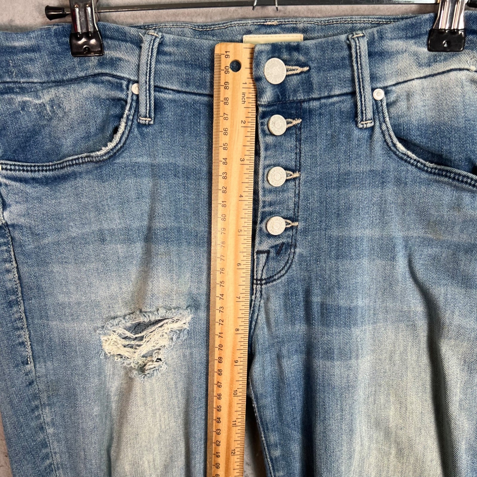 Mother Pixie Fray Distressed Button-Fly Skinny Je… - image 11