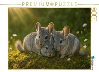 Calvendo Puzzle Cuddle Time - Three Chinchillas | 1000 Pieces, Finished Size 25.